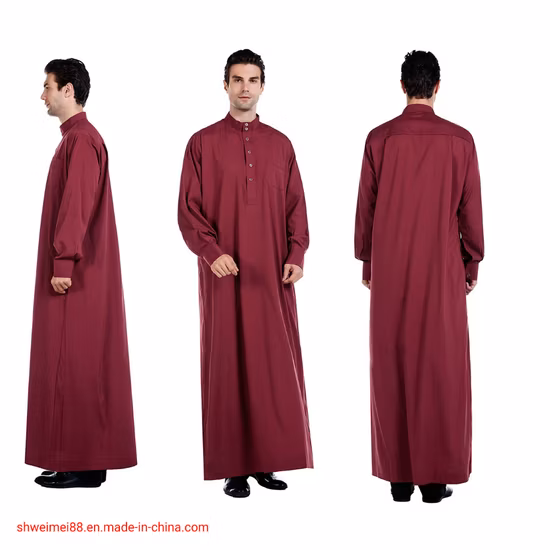 이슬람 남자 긴 소매 Thobe 중동 사우디 아라비아 Kaftan 이슬람 Abaya 드레스 두바이 Jubbah 가운