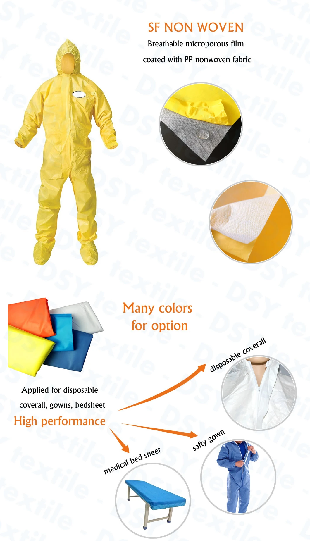 Colorful Microporous Film Laminated Sf Non Woven Fabric for Protection Apparel