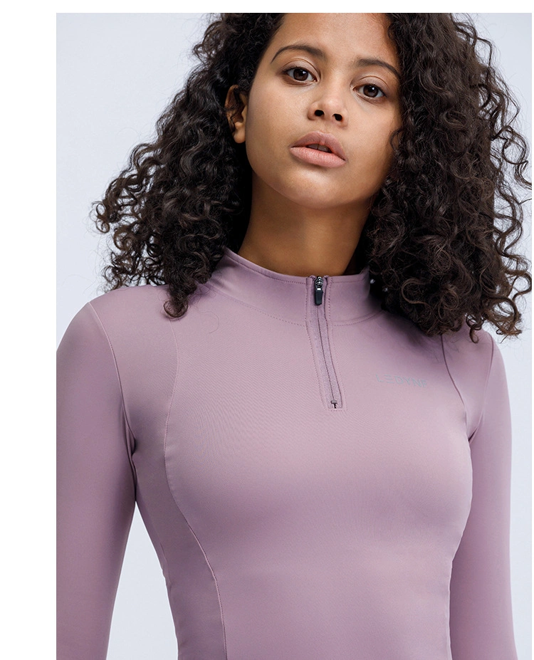 Half Zipper Gym Top Long Sleeve Yoga Shirt Sports Tee Fitness Blouse Women Running Workout Shirt