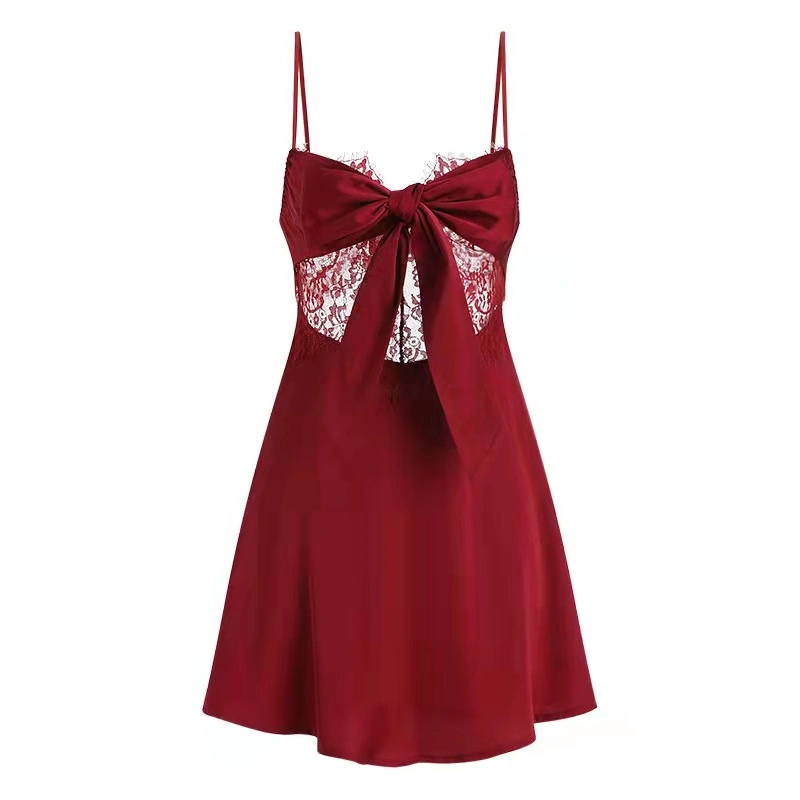 Intiflower Customized Summer Satin Shorts Backless Luxury Cute Sexy Nightdress Women Sleepwear for Ladies